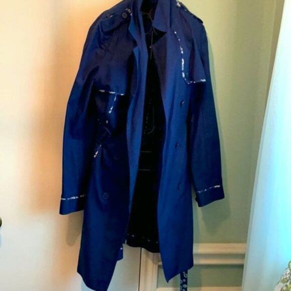 Jason Wu for Target Trench Coat Navy Blue and Floral M - Picture 3 of 13